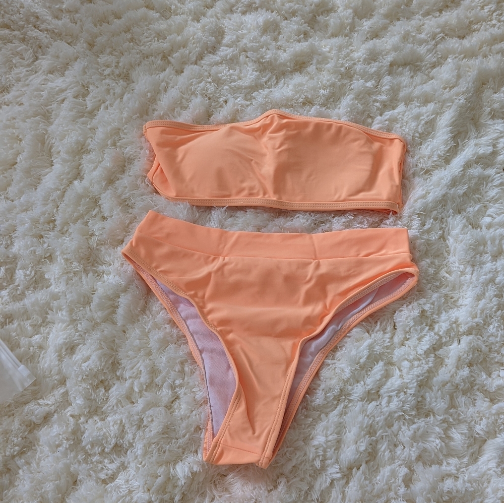 Aurelle Peach Tiff Bikini Set